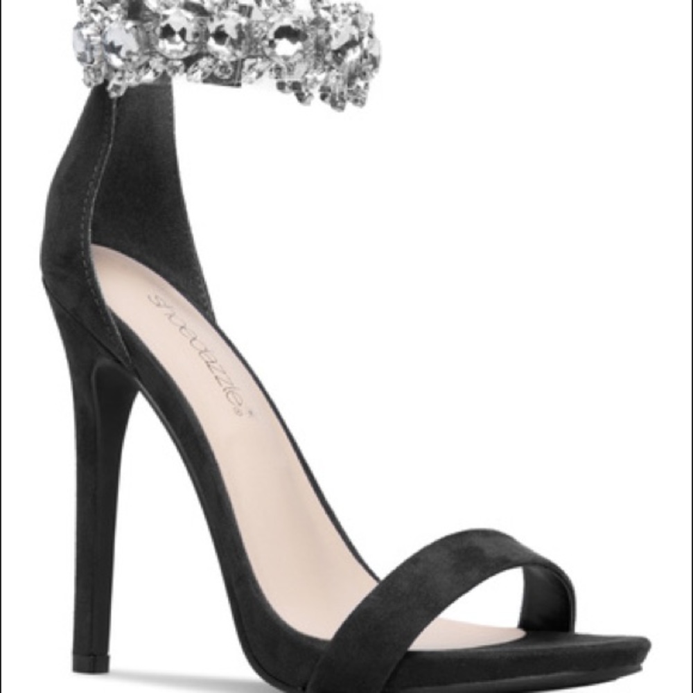 Black Embellished Heels Sandals